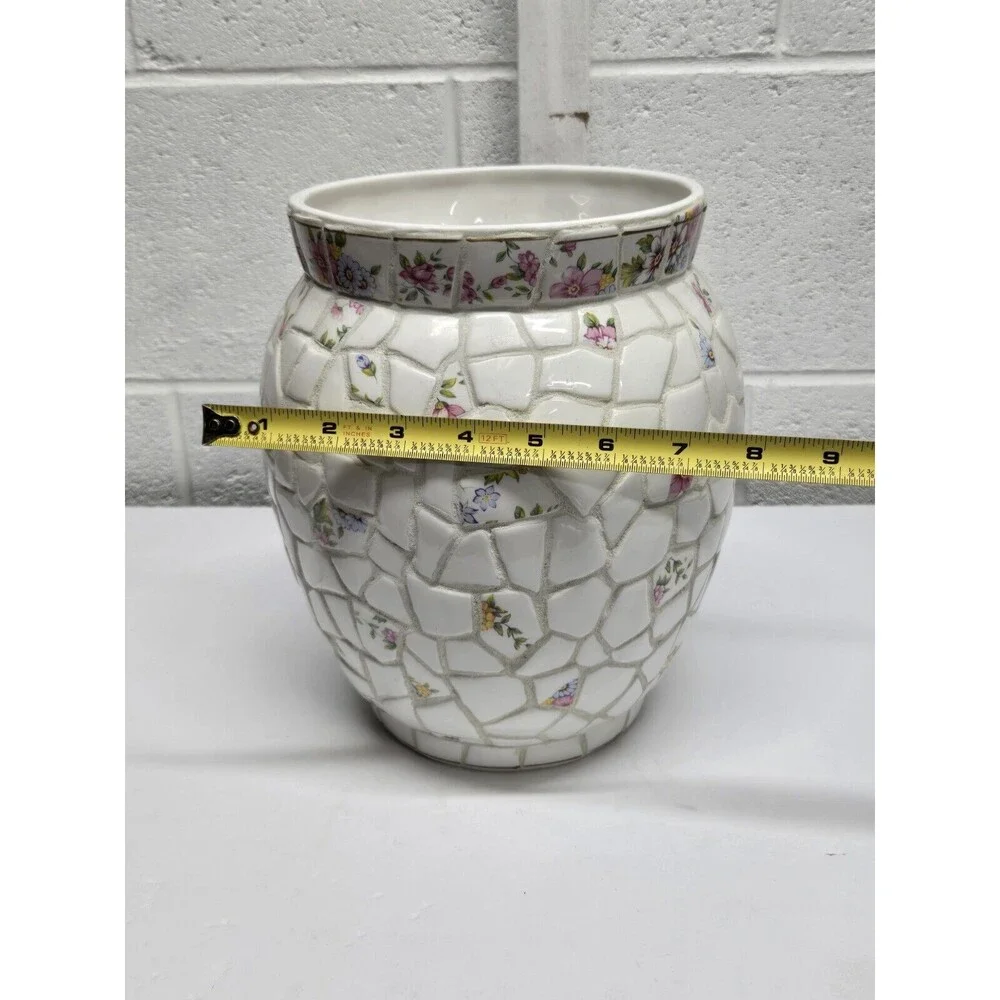 Mosaic Tile Vase Vintage 9.75